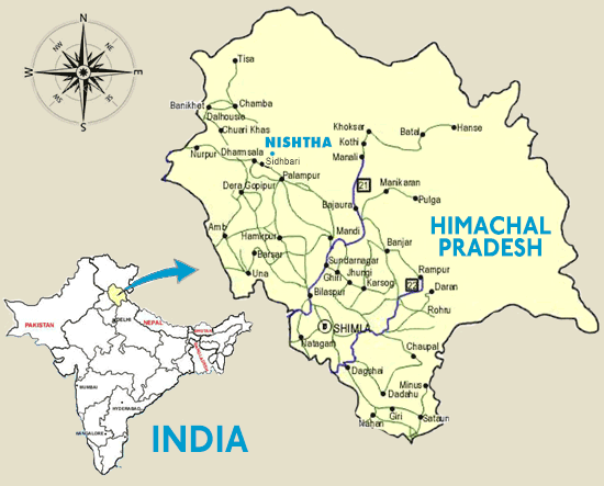 Nishtha's location in India
