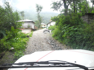 The road is pretty steep and washed out by the rain.