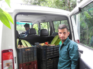 All loaded. This is Arvind who is our new employee who has been engaged to help with the clean village programme as well as as Ravi’s companion on these excursions. He also drives and is famous for cooking excellent samosas so is quite an asset!